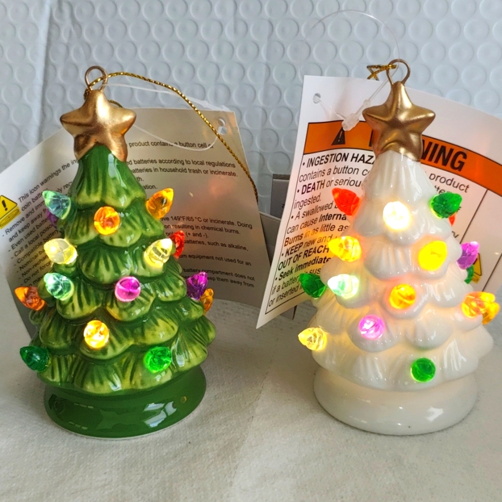 Target Wondershop Retro Lit Tree Ornament NWT Set of 2 L